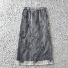 未使用級 イエナ 24AW フラワー刺繍オーガンジースカート ウエストゴム 38
