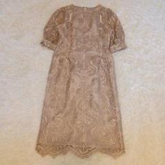 極美品　プリフェリール　ランタンスリーブ刺繍レース バック リボン ワンピース