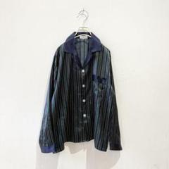 ビンテージ SILK シルク ストライプシャツ USA古着 開襟シャツ パジャマ