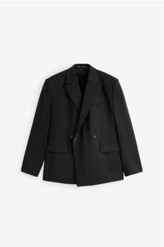 最新人気 ZARA ザラ EU jp テーラードジャケット ダブルブレスト ブラック ジャケット・アウター