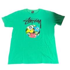 STUSSY フラワープリント Tシャツ Lサイズ グリーン　エイトボール