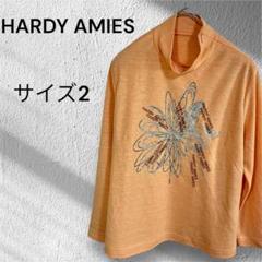 ハーディエイミス 長袖花柄トップス オレンジ S 春秋