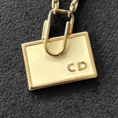 Christian Dior Logo Plate Gold Necklace②