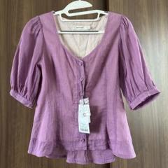 新品 MOUSSY パープル 半袖ブラウス Fサイズ 美品