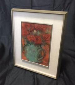 油彩 4号 青山義雄 ばら 淀画廊 国画会 直筆サイン 師マティス 油絵 絵画 油彩 4号 青山義雄 ばら 淀画廊 国画会 直筆サイン 師マティス