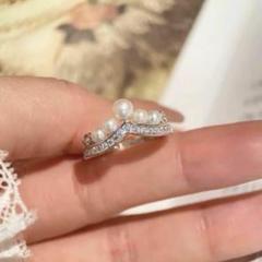 【高品質】✨パール王冠✨モアッサナイトリング D0.01ctリング 高品質】✨パール王冠✨モアッサナイトリング D0.01ctリング
