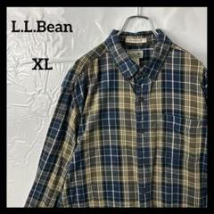 長袖ネルシャツ　L.L.Beanエルエルビーン　ブルー　イエロー　チェック00s