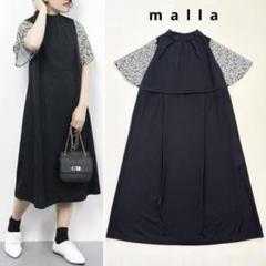 美品 malla マーラ フラワー 刺繍 袖 ワンピース 袖小花柄 M 38