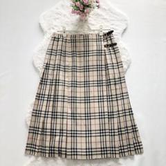 極美品✨【バーバリーロンドン】ベージュノバチェック ロングスカート ウール100 Burberry バーバリーロンドン ノバチェック ロングスカート 麻
