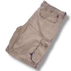 カーハート ハーフパンツ カーゴ リップストップ 古着 ベージュ W38