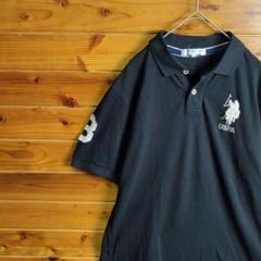 U.S.POLO ASSN　ポロシャツ　黒　L　刺繍　ポロ競技　乗馬　USPA