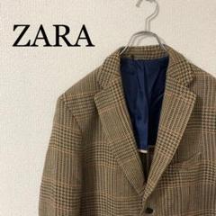 ZARA ザラ テーラードジャケット チェック柄 ブラウン ダブルボタン