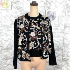 超美品✨クレイサス　花柄カーディガン・トップス　アンサンブル　38 Ｍ 超美品✨クレイサス 花柄カーディガン・トップス アンサンブル