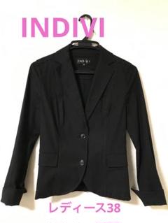 INDIVI ワールド　黒のテーラードジャケット　レディース38