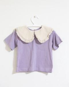 ラベンダー フリル襟 半袖シャツ 80cm