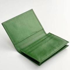 新品 牛革 本革 名刺入れ 高品質 高級感 50枚 大容量 好印象 グリーン 緑