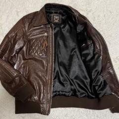 美品　ショット　シングルライダースジャケット　キルティング　羊革　Mサイズ