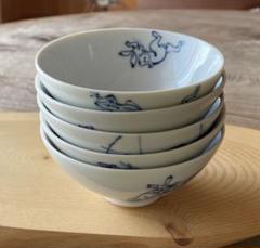 鳥獣戯画 ごはん茶碗　5つ 染付 鳥獣戯画 ごはん茶碗 5つ - メルカリ