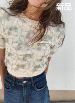 ZARA スパンコール刺繍入り異素材ニットトップス L 完売品！ZARA スパンコール刺繍入り異素材ニットトップス - メルカリ