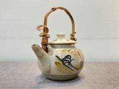 時代古作品❗】明治時代～大正時代　益子焼　皆川マス絵付　鉄釉緑釉　山水図　土瓶 時代古作品❗】明治時代～大正時代 益子焼 皆川マス絵付 鉄釉緑
