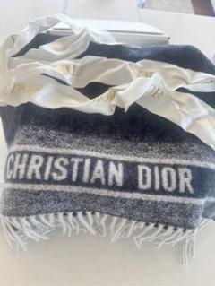 【rio　】CHRISTIAN DIOR ロゴマフラー グレー/ネイビー rio様専用 】CHRISTIAN DIOR ロゴマフラー グレー/ネイビー