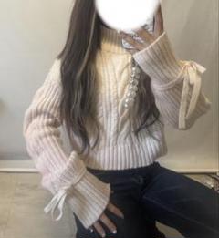 A10325♡brand♡定価高 ニットリボン付き ケーブルニットのサムネイル