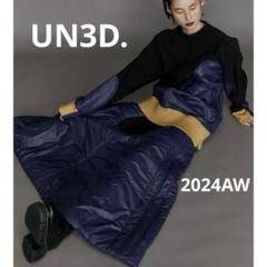 美品 UN3D. WAVE LINE PADDED HOODIE ネイビー 38