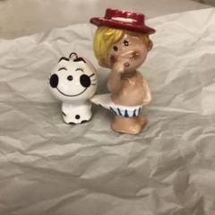 【値下げ⭐️当時物　昭和レトロ　陶器人形】ねずみの親子 値下げ⭐️当時物 昭和レトロ 陶器人形】ねずみの親子