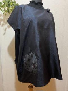 着物リメイクno.2502★木綿絣・ドルマン袖　チュニック　ワンピース 着物リメイクno.2502☆木綿絣・ドルマン袖 チュニック