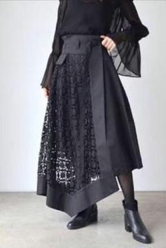 アシンメトリー ケミカルレース ベルトスカート