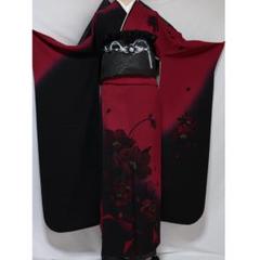 人気黒！振袖ほぼフルセット7点セット帯新品疋田重ね衿帯締め帯揚げRD09 人気黒！振袖ほぼフルセット7点セット帯新品疋田重ね衿帯締め