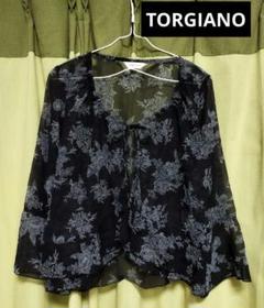TORGIANO 透け感柄シフォンふんわりカーディガン