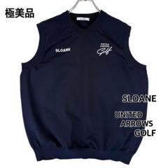 ユナイテッドアローズゴルフ 別注 SLOANE Vネックベスト ニット 紺 刺繍 ユナイテッドアローズゴルフ 別注 SLOANE Vネックベスト ニット