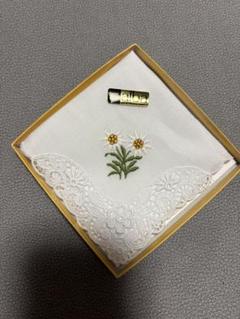 花刺繍レース付きハンカチ