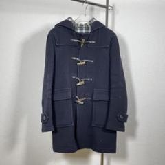 コムデギャルソン　ネイビー　ダッフルコート COMME des GARCONS HOMME レザー切り返しダッフルコート