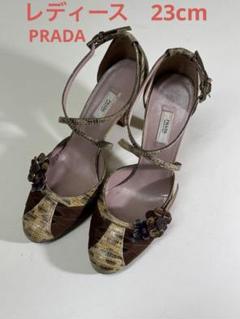 PRADA プラダ パイソン リボン 型押し パンプス ウェッジソール 23cm wattmann_bhd221586495