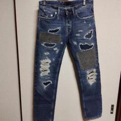 DIESEL　ディーゼル　イタリア製　パッチワーク　ダメージ加工　デニム 中古・古着通販】DIESEL (ディーゼル) パッチワークフレアデニム