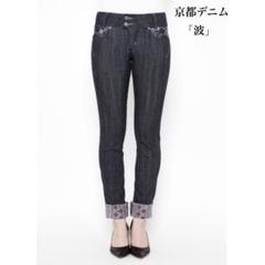 新品✨京都デニム 波 桜 伝統工芸京友禅染 25インチ ストレッチ スキニー 新品✨京都デニム 波 桜 伝統工芸京友禅染 26 ストレッチ