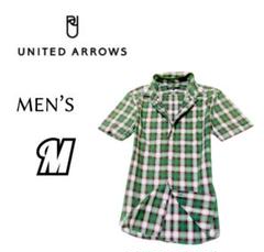 メンズM◇UNITED ARROWS◇チェック柄半袖シャツ 緑