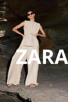 【ZARA】ショルダーパッド リンクルフィニッシュエフェクト ベルトトップス