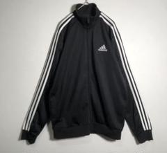 【k8970】adidas トラックジャケット 同色サイドライン ブラック 刺繍 adidas - adidas アディダス 刺繍ロゴ サイドライン トラック