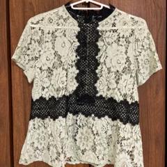 ZARA レースペプラム半袖トップス - メルカリ