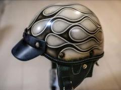新品未使用　スモール　ジェット　アイボリーエイジング黒フレアクラック　ヘルメット スモール ジェット ヘルメット アイボリーエイジング黒フレア