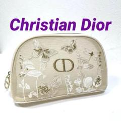美品】クリスチャンディオール 刺繍入りメッシュポーチ【正規品