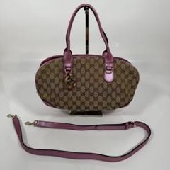 GUCCI GGパターン ハンドバッグ ベージュ/ピンク　ショルダー付き
