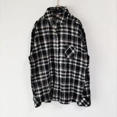 〈アメリカンホリック〉長袖シャツ　黒✕白　チェック　ネルシャツ　L