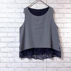 【ZARA BASIC/ザラベーシック ノースリーブトップスXSストライプ青×白