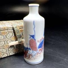 中国清時代　釉裏紅小花瓶　箱付　高さ8㎝　東Y7-0530②タサチ 中国清時代 釉裏紅小花瓶 箱付 高さ8㎝ 東Y7-0530②タサチ