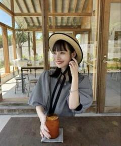 hinari（ヒナリ）の「チェック柄パフスリーブワンピース
