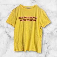 2453 ZARA ザラ プリント Tシャツ S 黄色 おもしろ ユニーク